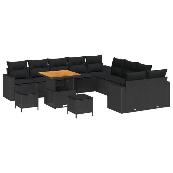 vidaXL Gartensofa-set 13 pcs Schwarz Poly-Rattan