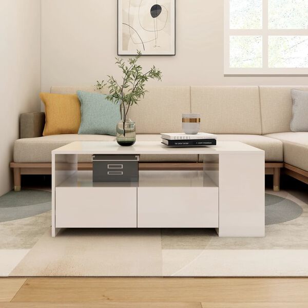 vidaXL Couchtisch Hochglanz-Wei&szlig; 102x55x42 cm Holzwerkstoff