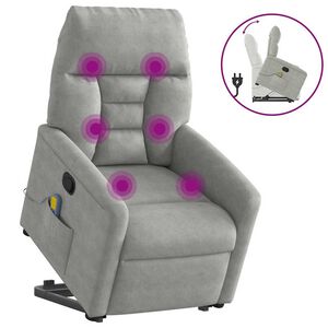 vidaXL Massagesessel mit Aufstehhilfe Hellgrau Mikrofasergewebe