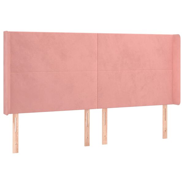 vidaXL Kopfteil mit Ohren Rosa 183x16x118/128 cm Samt