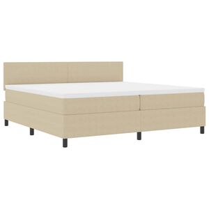 vidaXL LED Boxspringbett Hellgrau und Wei&szlig; 200 x 200 cm Cordstoff