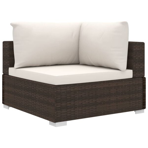 vidaXL 10-tlg. Garten-Lounge-Set mit Auflagen Poly Rattan Braun