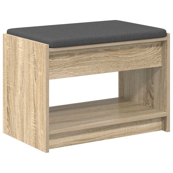 vidaXL Flurbank mit Kissen mit Regal Sonoma-Eiche 63 x 38 x 45 cm