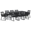 vidaXL Garten Essgruppe 9 pcs Schwarz Pulverbeschichteter Stahl