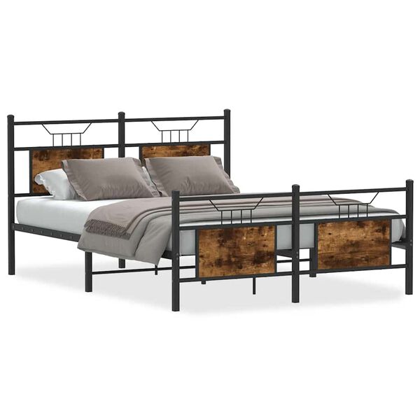 vidaXL Bettgestell ohne Matratze R&auml;uchereiche 140x190 cm Holzwerkstoff