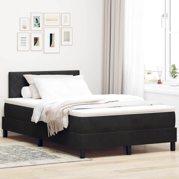 vidaXL LED Boxspringbett mit Matratze Schwarz 120 x 200 cm Samt