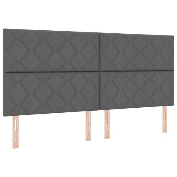 vidaXL LED Boxspringbett mit Matratze Dunkelgrau 200 x 200 cm Stoff