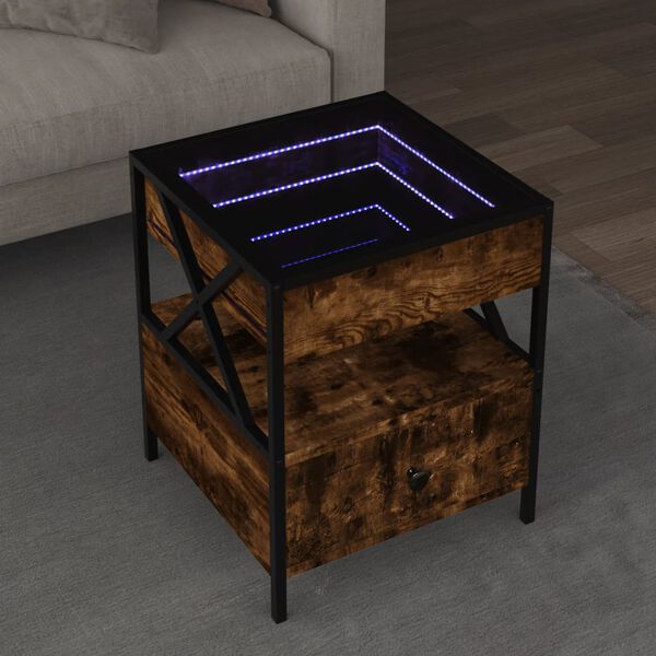 vidaXL Couchtisch mit Infinity-LED R&auml;uchereiche 40x40x51 cm