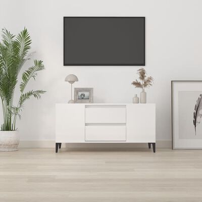 vidaXL TV-Schrank Hochglanz-Weiß 102x44,5x50 cm Holzwerkstoff