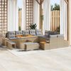 vidaXL Gartensofa-set mit Kissen mit Speicher 13 pcs Beige Poly Rattan