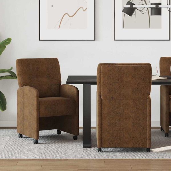 vidaXL Esszimmerst&uuml;hle mit Rollen 2 pcs Braun 57 x 67 x 95 cm