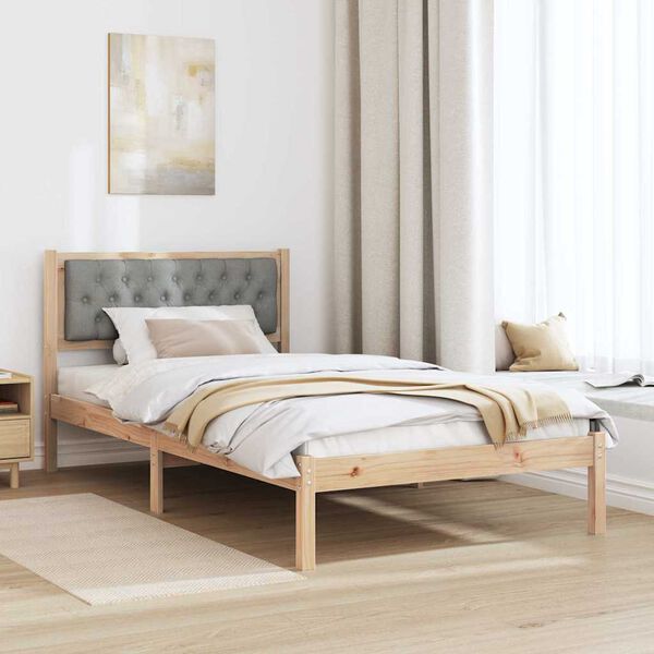 vidaXL Bettrahmen Hellgrau 100 x 200 cm Massives Kiefernholz