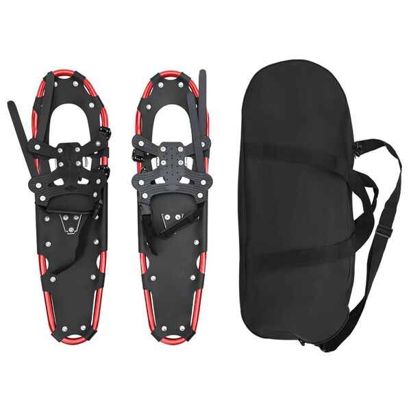 vidaXL 3 in 1 Schneeschuhe Rot und Schwarz 30 Zoll Aluminium und HDPE