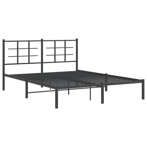 vidaXL Bettgestell mit Kopfteil Metall Schwarz 160x200 cm