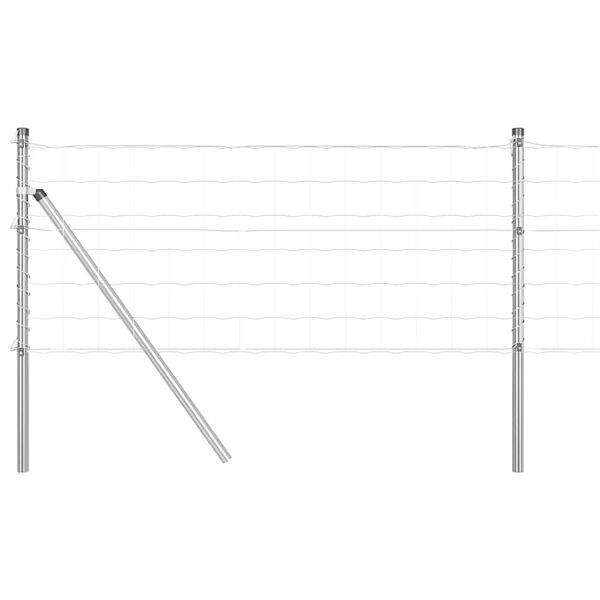vidaXL Zaun mit Pfosten Silber 0,8 x 25 m Stahl und PVC