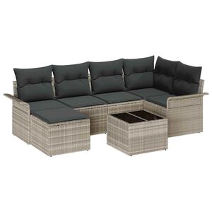 vidaXL Gartensofa-set 7 stk. Hellgrau Poly-Rattan