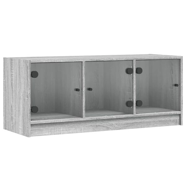 vidaXL TV-Schrank mit Glast&uuml;ren Grau Sonoma 102x37x42 cm