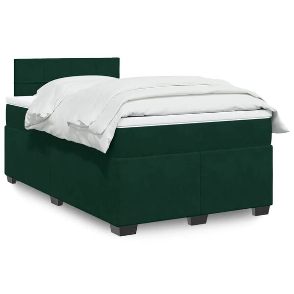 vidaXL Boxspringbett mit Matratze Dunkelgr&uuml;n 120x200 cm Samt