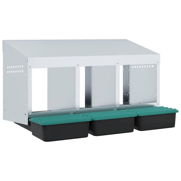 vidaXL H&uuml;hner-Nistkasten 3 F&auml;cher Wandmontage Verzinkter Stahl