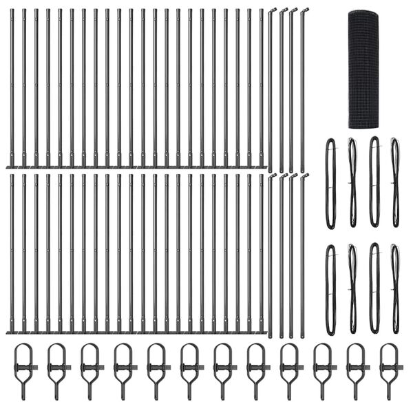 vidaXL Zaunpfosten Grau 100 x 0,6 m (25 x 25 mm Maschen) Stahl und PVC