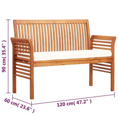 vidaXL 2-Sitzer Gartenbank mit Kissen 120 cm Massivholz Akazie