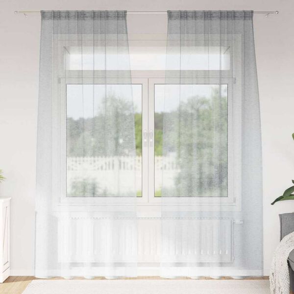 vidaXL Voile-Vorhang 2 pcs Dunkelgrau 225 x 140 cm Polyester