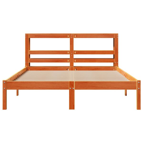 vidaXL Bettgestell mit Kopfteil ohne Matratze Wachsbraun 135x190 cm