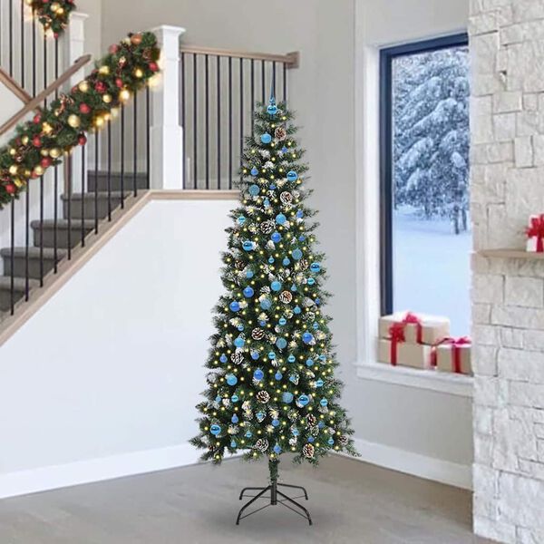 vidaXL K&uuml;nstlicher Weihnachtsbaum mit 300 LEDs mit St&auml;nder Gr&uuml;n 240 cm