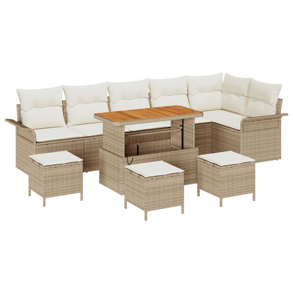 vidaXL Gartensofa-set mit Kissen 10 pcs Beige Poly-Rattan