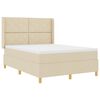 vidaXL Boxspringbett mit LED-Lichtleisten Creme 160 x 200 cm Stoff