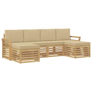 vidaXL Outdoor-Sofagarnitur 6 stk. Wei&szlig; und Beige Polyester