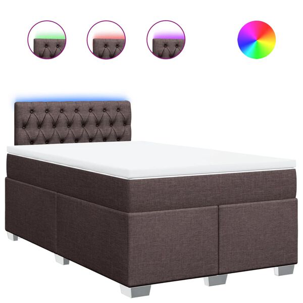 vidaXL Boxspringbett mit Matratze Dunkelbraun 120x200 cm Stoff