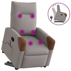 vidaXL Massagesessel mit Aufstehhilfe Taupe Stoff