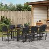 vidaXL Garten Essgruppe 9 pcs Schwarz Poly-Rattan