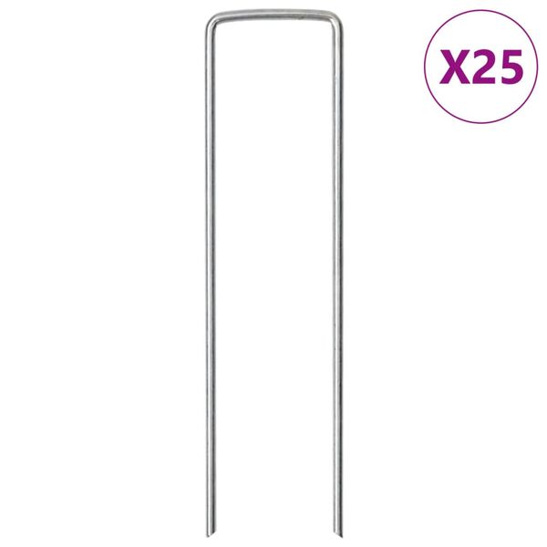 vidaXL Bodenanker U-Form 25 Stk. 15x3,5 cm Verzinkter Stahl