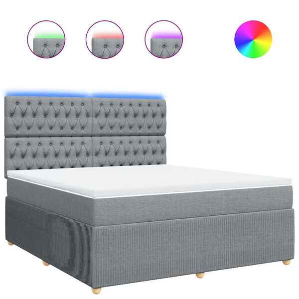 vidaXL Boxspringbett mit Matratze Hellgrau 180x200 cm Stoff