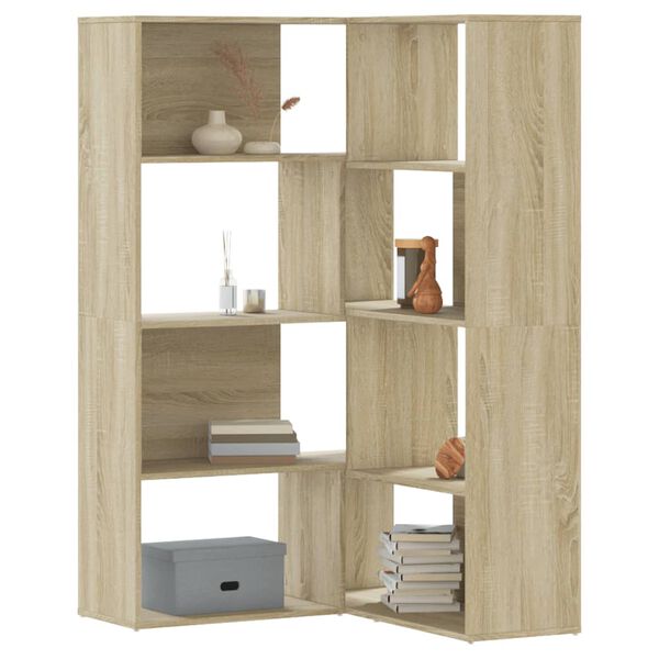 vidaXL Eck-B&uuml;cherregal 4 Etagen Sonoma Eiche 85x85x140cm Holzwerkstoff