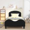 vidaXL Kinderbettgestell mit Kopfteil Schwarz 90 x 190 cm Samt