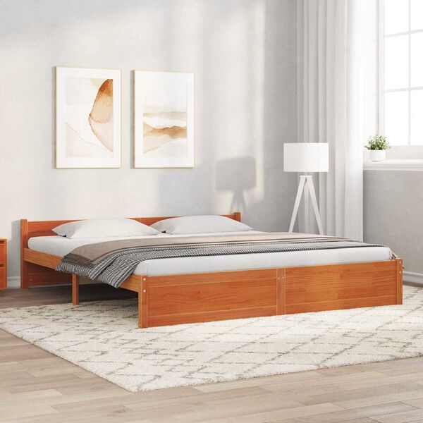 vidaXL Bettrahmen Wachsbraun 205.5 x 95.5 x 51 cm Massives Kiefernholz