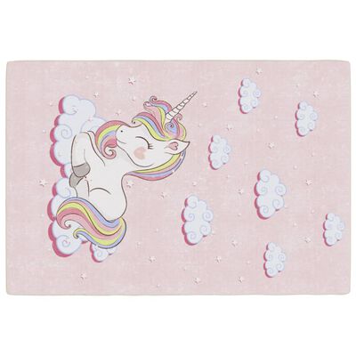 vidaXL Kinderteppich Rosa 160x230 cm Einhorn Waschbar Rutschfest