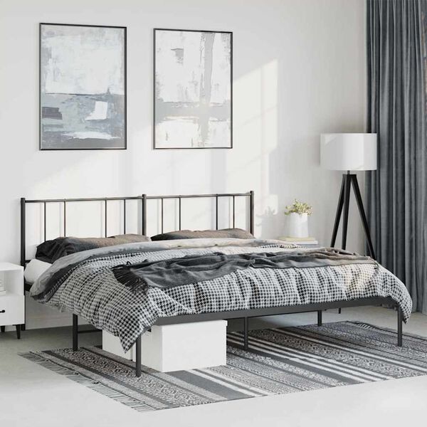 vidaXL Bettgestell mit Kopfteil Metall Schwarz 193x203 cm