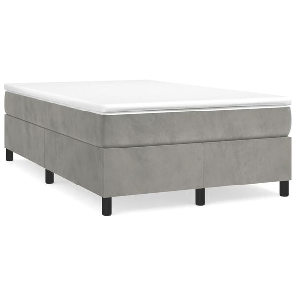 vidaXL Boxspringbett mit Matratze Hellgrau 120x190 cm Samt