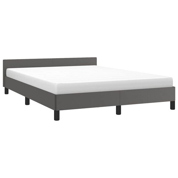 vidaXL Bettgestell mit Kopfteil ohne Matratze Grau 140x190 cm