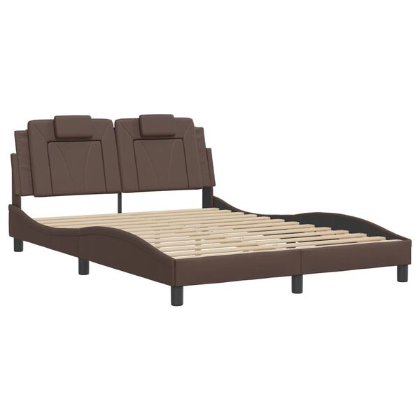 vidaXL Bettgestell "Viana" mit LED ohne Matratze Braun 140x200 cm