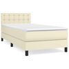 vidaXL Boxspringbett mit Matratze Creme 90x190 cm Kunstleder