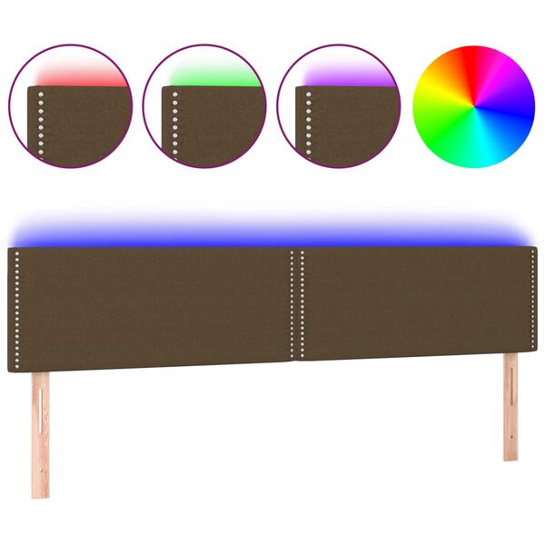 vidaXL LED Kopfteil Dunkelbraun 200x5x78/88 cm Stoff