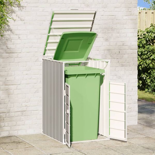 vidaXL M&uuml;lltonnenbox f&uuml;r 1 Tonne Grau 72x81x115 cm Stahl
