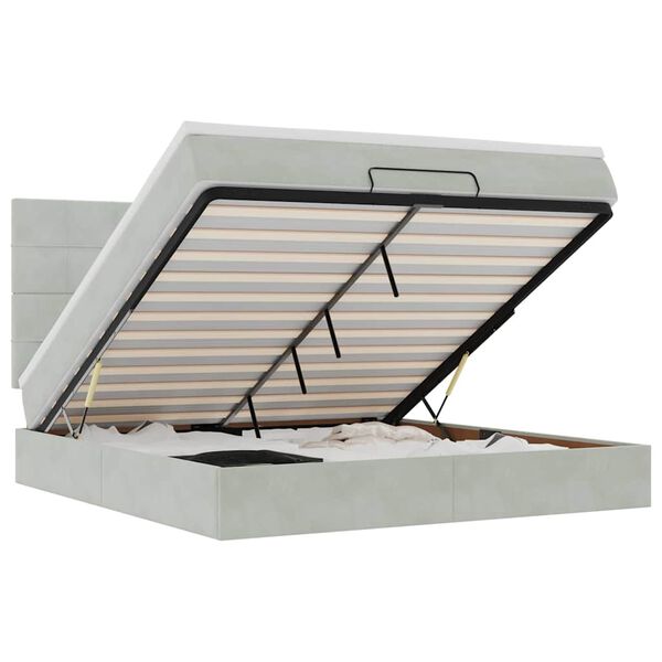 vidaXL Ottoman-Bett mit Matratzen Hellgrau 180x200 cm Samt