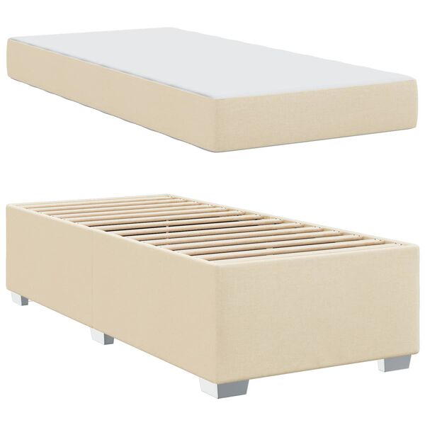 vidaXL Bettrahmen mit Matratze Creme 90 x 190 cm Stoff