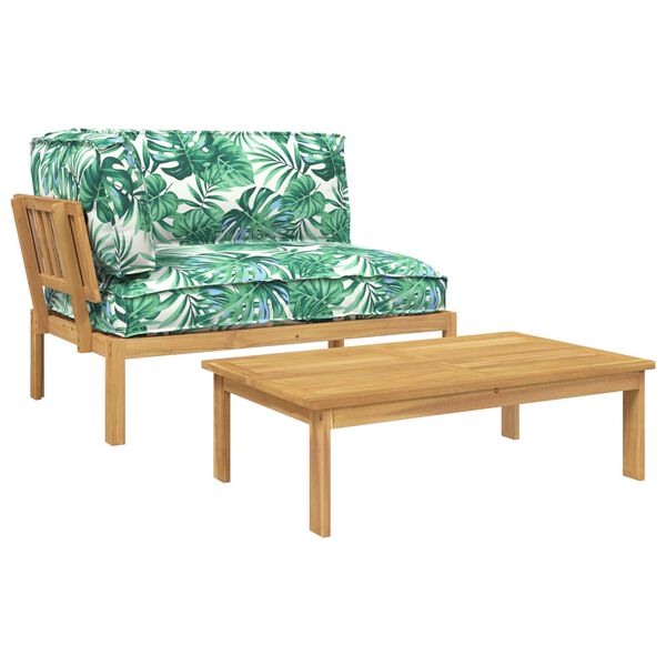 vidaXL Sofa Set mit Kissen Blatt 2 pcs Blattmuster Massivholz Akazie